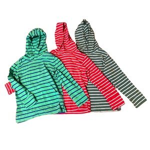 3 Primary Hoodie Striped T-shirts with front pocket Toddler Boys Size 4-5